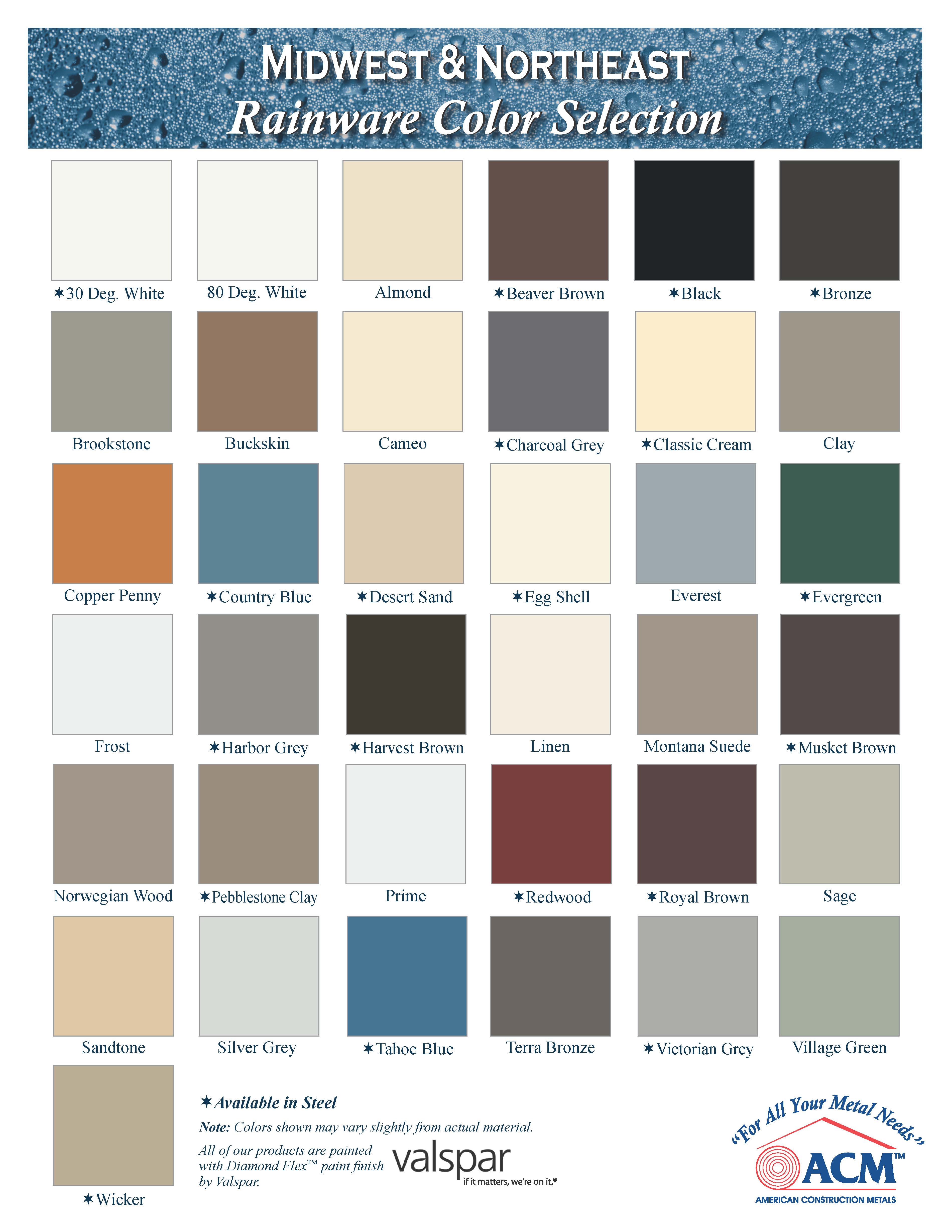 Norandex Gutter Color Chart